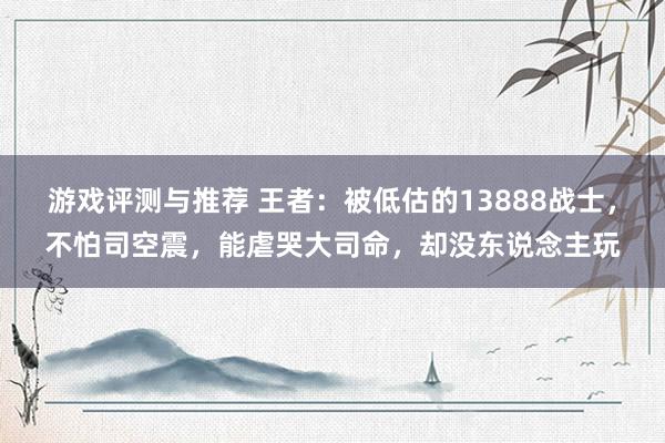 游戏评测与推荐 王者：被低估的13888战士，不怕司空震，能虐哭大司命，却没东说念主玩